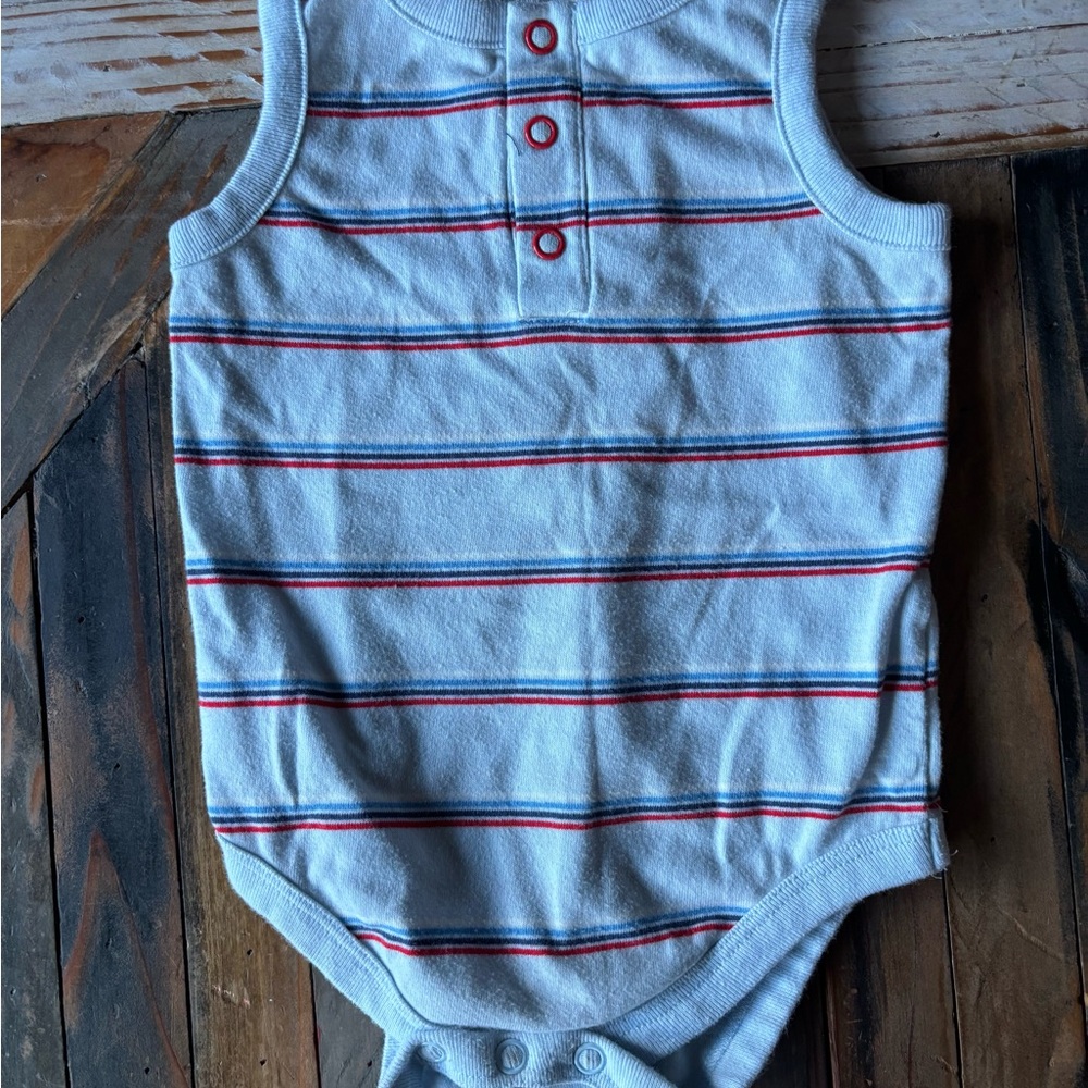 Granimals Striped Sleeveless Baby Onesie - red, white, blue